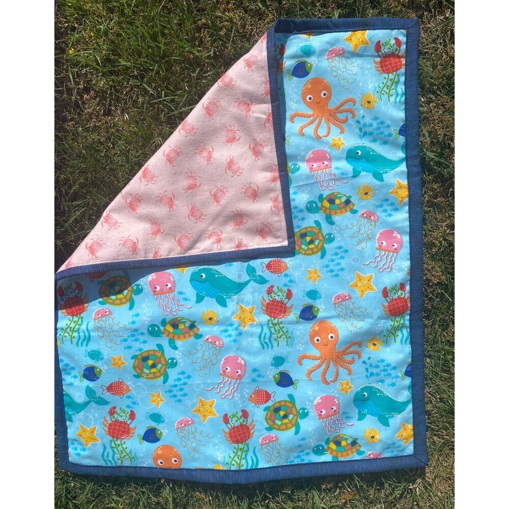 Under the Sea 23x19 inches Doll Quilt / Carseat Snuggie